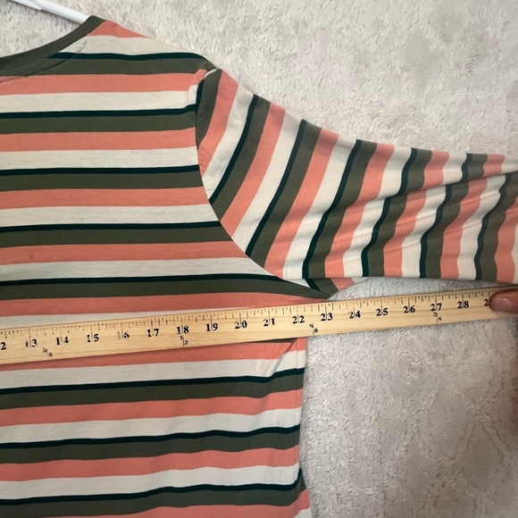 PACT 100% Organic Cotton Striped Top Jersey Sz XL Salmon Green Cream - Picture 14 of 14
